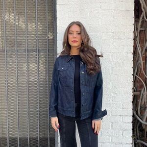 NWT amber sun Navy denim jacket size large / fits size s-L